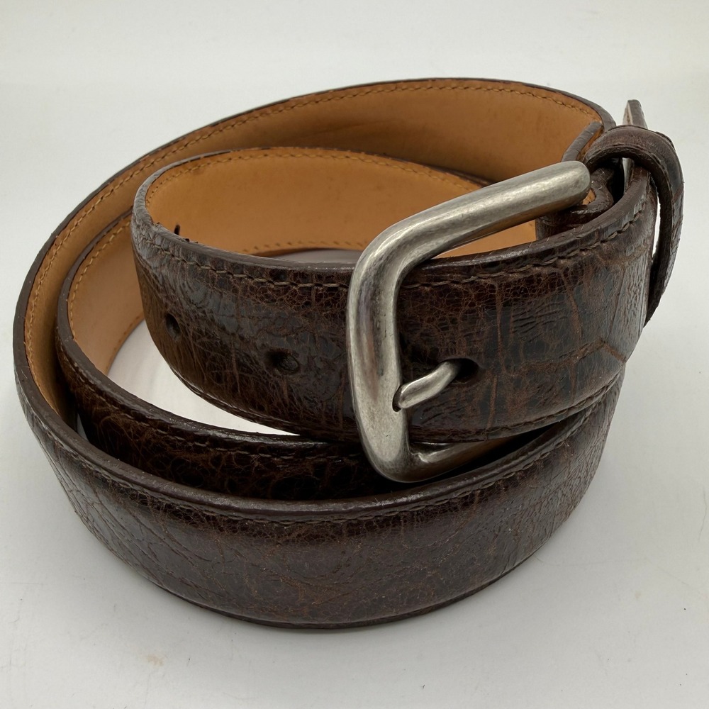 Duluth Trading Co Belt Mens 40 Brown Alligator Embossed Leather Western USA Made